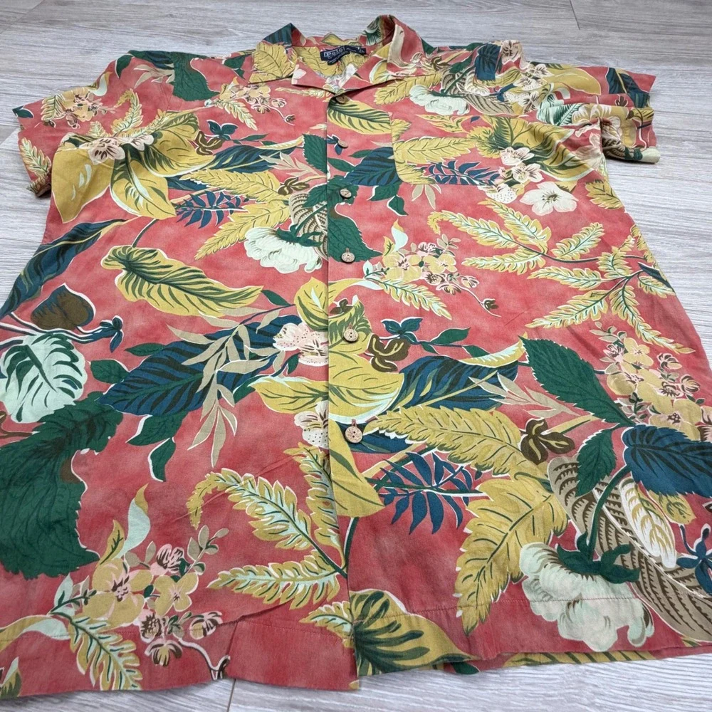 Polo Ralph Lauren Vintage‎ Caldwell Camp Shirt Mens  Tropical Floral Cotton Sz L